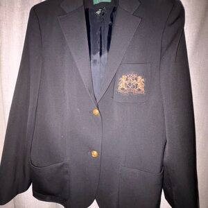 Lauren Ralph Lauren Black Blazer with Embroidered Crest